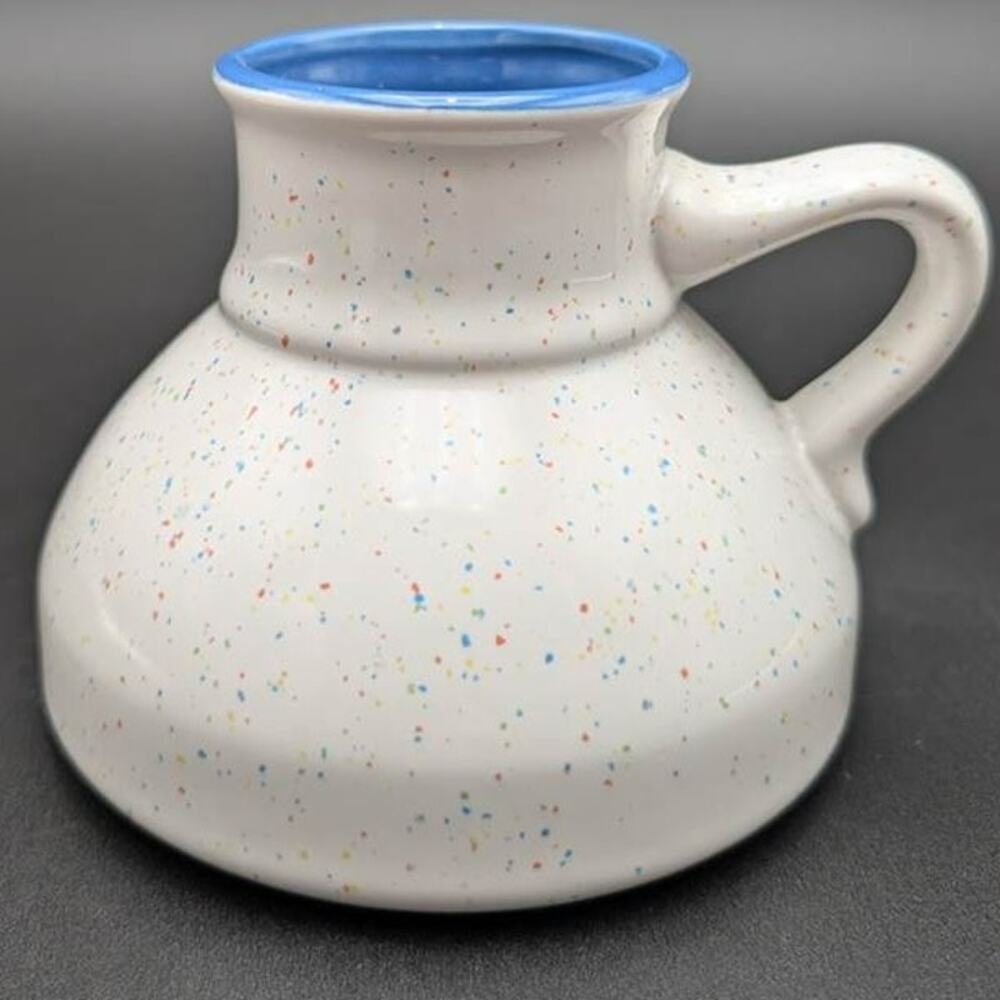 Vintage Fat Bottom Mug Ceramic White Multicolor Speckled Coffee Travel 2 C 16 oz